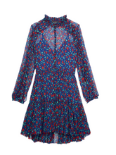 The Kooples Blue and Red Rosa Wrap Floral Mini Dress